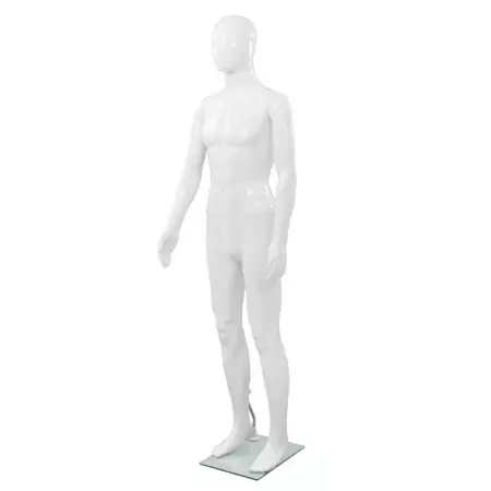 Manichino Uomo Figura Intera Base in Vetro 185 cm Bianco Lucido