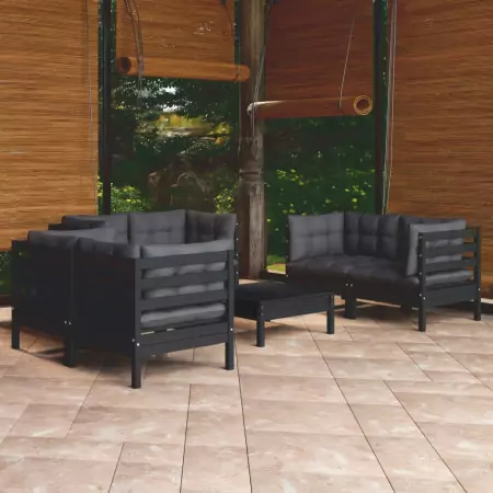 Set Divani da Giardino 7 pz con Cuscini Legno di Pino