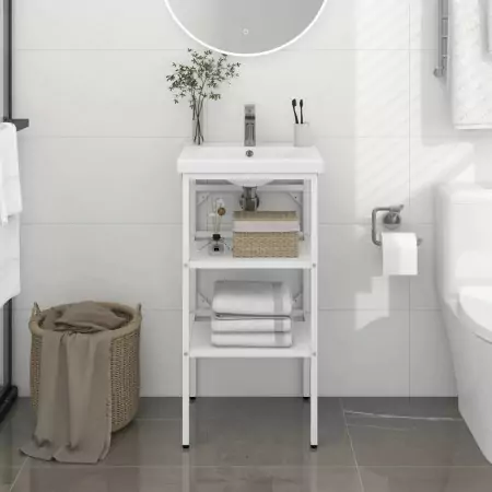 Struttura per Lavabo da Bagno Bianca 40x38x83 cm in Ferro