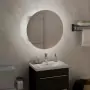 Armadio da Bagno con Specchio Rotondo e LED Bianco 40x40x17,5cm