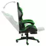 Sedia da Gaming con Poggiapiedi Nero e Verde in Similpelle