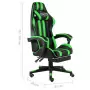 Sedia da Gaming con Poggiapiedi Nero e Verde in Similpelle