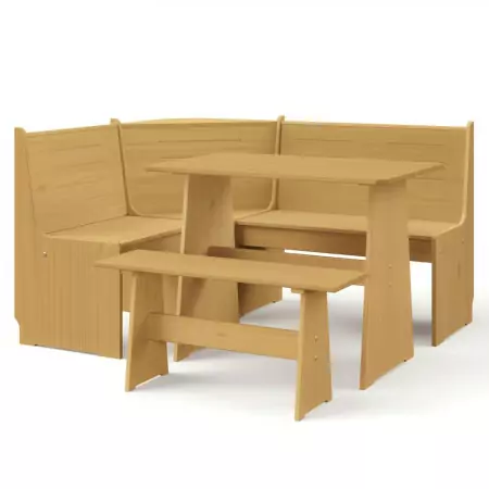 Set da Pranzo 3 pz Marrone Miele in Legno Massello di Pino