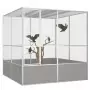 Gabbia per Uccelli Grigia 213,5x217,5x211,5 cm Acciaio Zincato