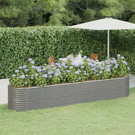 Vaso Giardino Acciaio Verniciato a Polvere 368x80x68 cm Grigio