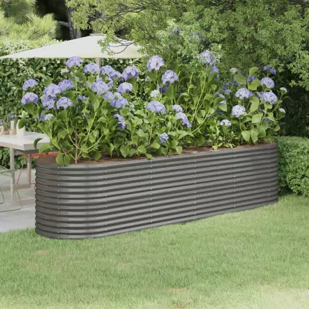 Vaso Giardino Acciaio Verniciato a Polvere 296x80x68 cm Grigio