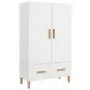 Credenza Bianco Lucido 70x31x115 cm in Legno Multistrato