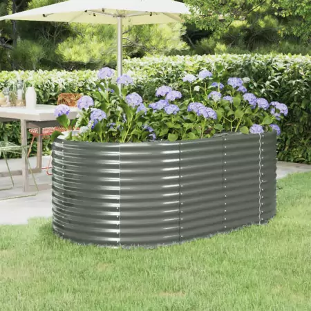 Vaso da Giardino Acciaio Verniciato Polvere 175x100x68cm Grigio