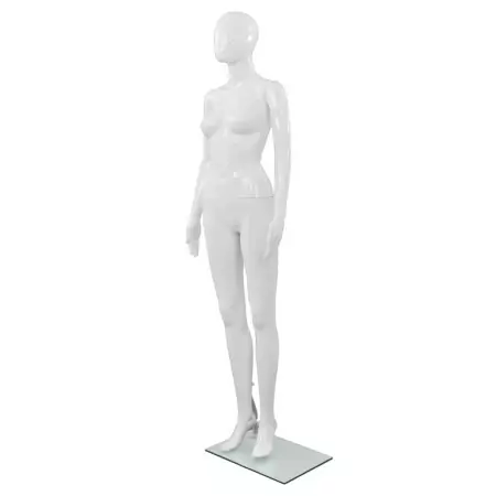 Manichino Donna Figura Intera Base in Vetro 175cm Bianco Lucido