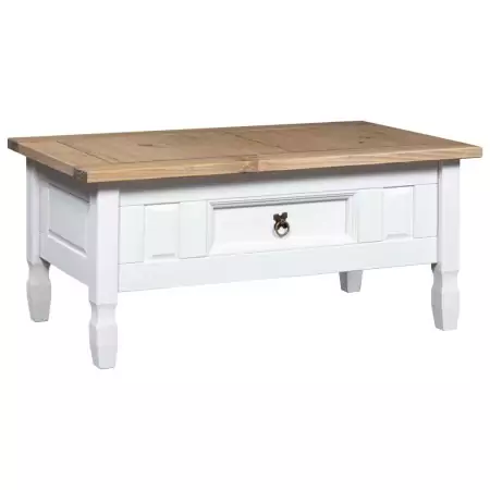 Tavolino Caffé Pino Messicano Corona Range Bianco 100x60x45cm