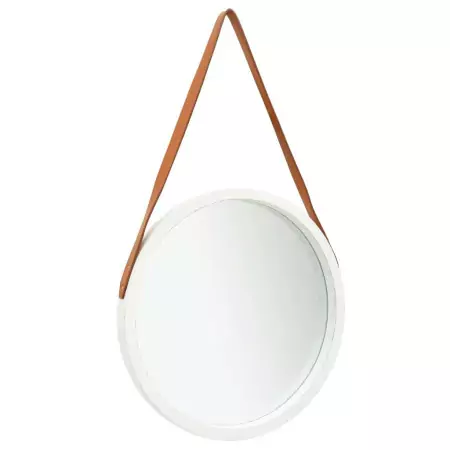 Specchio da Parete con Cinghia 50 cm Bianco