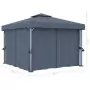 Gazebo con Tende 3x3 cm Antracite Alluminio