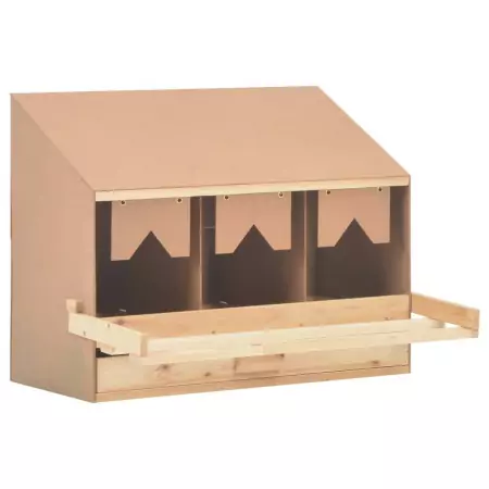 Casetta Cova per Galline 3 Scomparti 72x33x54 cm Legno di Pino