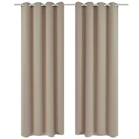 Tende Oscuranti Blackout Crema con Anelli di Metallo 135 x 245 cm 2 pz