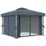 Gazebo con Tende e Stringa di Luci LED 3x3 m Antracite