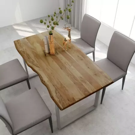 Tavolo da Pranzo 160x80x76 cm in Legno Massello di Acacia