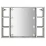 Mobile a Specchio con LED Grigio Cemento 76x15x55 cm