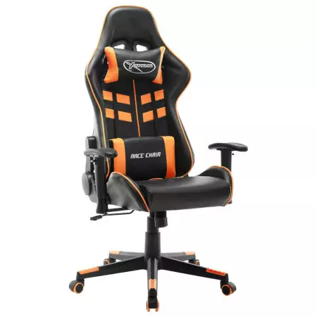 Sedia da Gaming Nera e Arancione in Similpelle