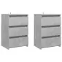 Comodini 2 pz Grigio Cemento 40x35x62,5 cm in Truciolato