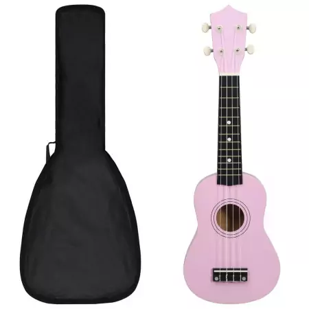 Set Ukulele Soprano con Borsa per Bambini Rosa 21"