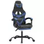 Sedia da Gaming con Poggiapiedi Nero e Blu in Similpelle