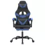 Sedia da Gaming con Poggiapiedi Nero e Blu in Similpelle