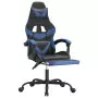 Sedia da Gaming con Poggiapiedi Nero e Blu in Similpelle