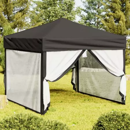 Tenda per Feste Pieghevole con Pareti Laterali Antracite 3x3 m