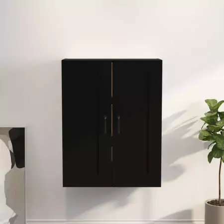 Armadietto Pensile a Parete Nero 69,5x32,5x90 cm