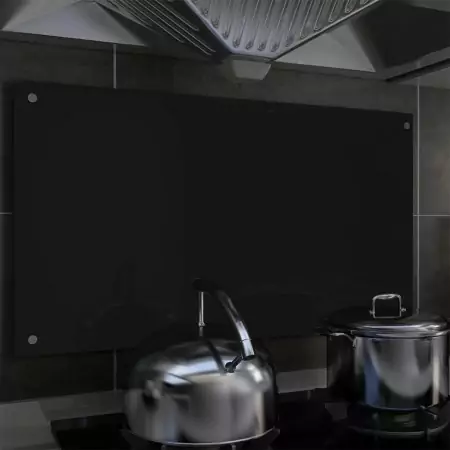 Paraschizzi per Cucina Nero 90x50 cm in Vetro Temperato