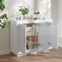 Credenza Bianco Lucido 92x35x75 cm in Legno Compensato