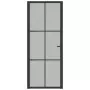Porta Interna 83x201,5 cm Nero Opaco Vetro e Alluminio