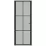 Porta Interna 76x201,5 cm Nero Opaco Vetro e Alluminio