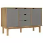 Credenza Marrone e Grigia 113,5x43x73 cm Legno Massello di Pino