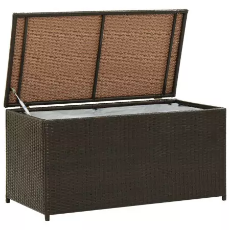 Baule da Giardino in Polyrattan 100x50x50 cm Marrone