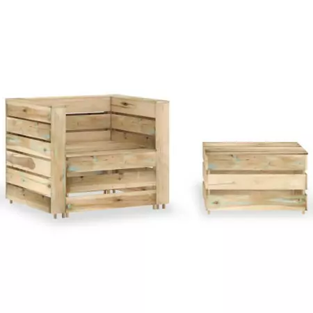 Set Divani da Giardino su Pallet 2 pz Legno di Pino Impregnato