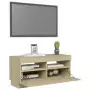 Mobile Porta TV con Luci LED Rovere Sonoma 80x35x40 cm