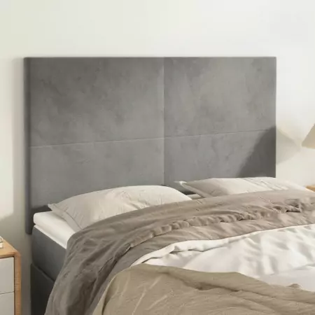 Testiere 4 pz Grigio Chiaro 72x5x78/88 cm in Velluto