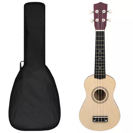 Set Ukulele Soprano con Borsa per Bambini Legno Chiaro 21"