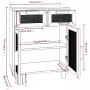 Credenza Nera 60x30x75 cm Legno Massello Pino e Rattan Naturale