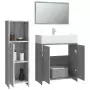 Set Mobili da Bagno 3 pz Grigio Sonoma in Legno Multistrato