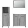 Set Mobili da Bagno 3 pz Grigio Sonoma in Legno Multistrato