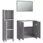 Set Mobili da Bagno 3 pz Grigio Sonoma in Legno Multistrato