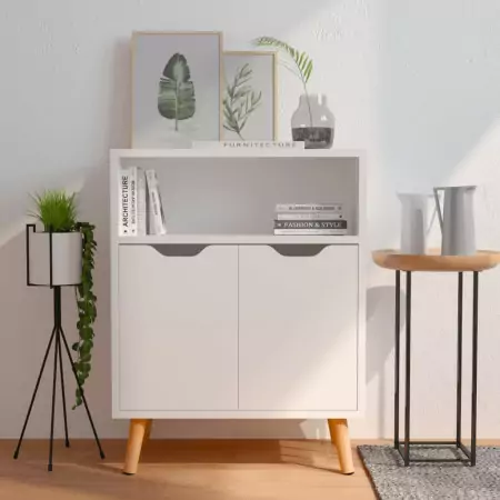 Credenza Bianco Lucido 60x30x72 cm in Truciolato