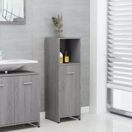 Armadietto Bagno Grigio Sonoma 30x30x95 cm in Legno Multistrato