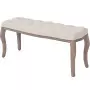 Panca in Legno Massello e Lino 110x38x48 cm Bianco Crema