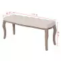 Panca in Legno Massello e Lino 110x38x48 cm Bianco Crema