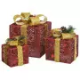 Scatole Regalo Decorative Natale 3pz Rosso da Esterno Interni