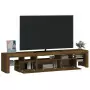 Mobile Porta TV con Luci LED Rovere Marrone 200x36,5x40 cm