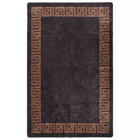 Tappeto Lavabile 160x230 cm Nero e Oro Antiscivolo